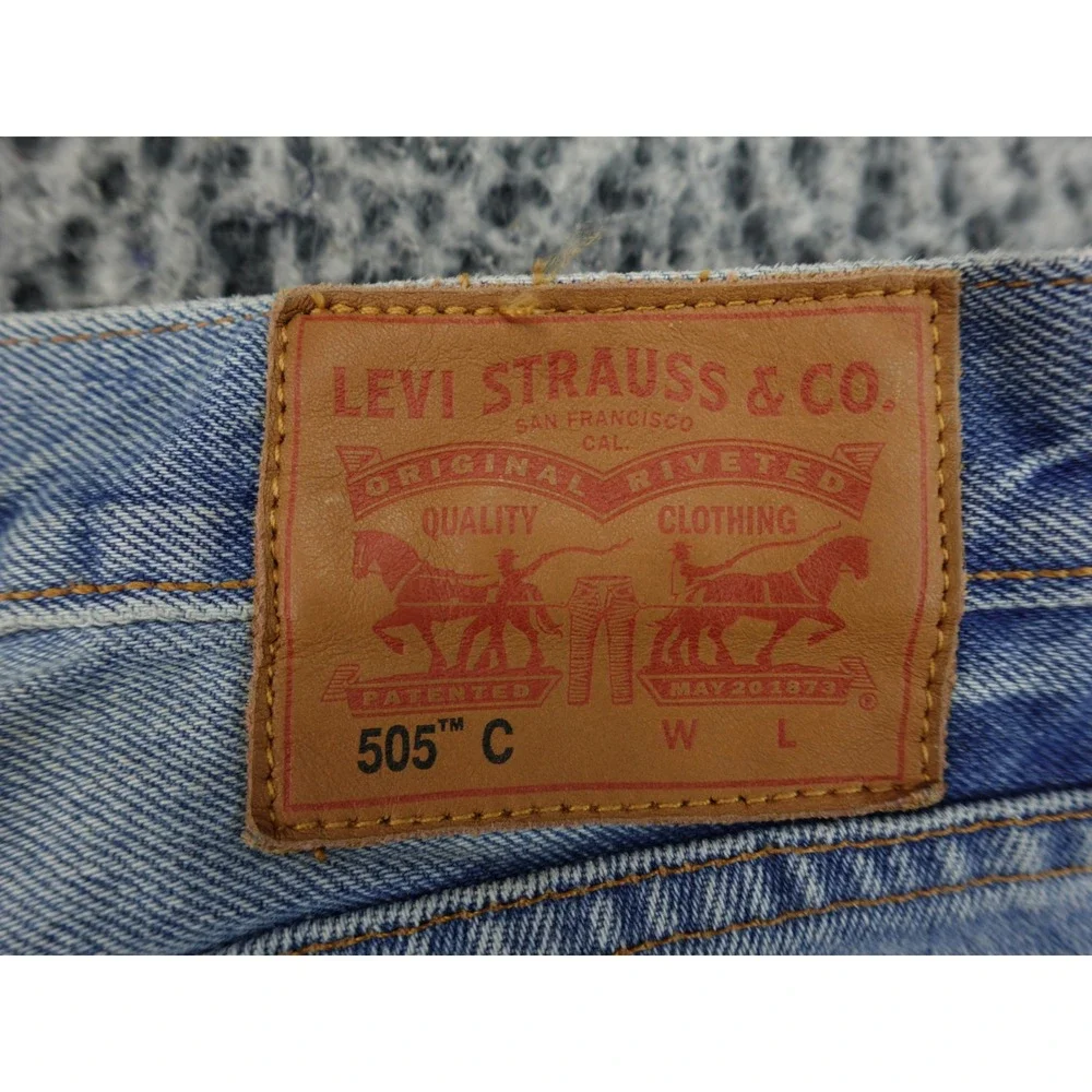 Levi's 505C Distressed Jeans Mens 28x32‎ Light Blue Good Ripped Sashiko Repair